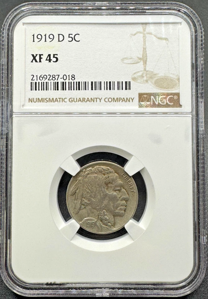 1919-D BUFFALO NICKEL NGC XF45 11XDB25 - Image 1 of 4