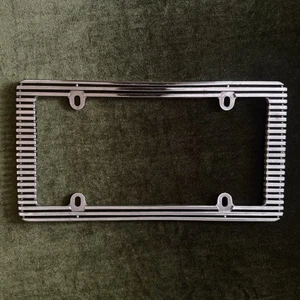 Cruiser Accessories Billet~~~License Plate Frame🐇Chrome With Black~~~EXCELLENT - Picture 1 of 4