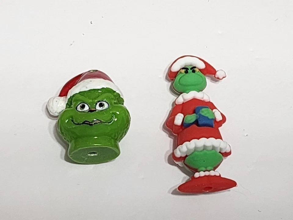 Cuentas focales monstruo verde sonrisa de Navidad 2 piezas cuentas artesanales artesanías vacaciones de Navidad Foto 1 de 1