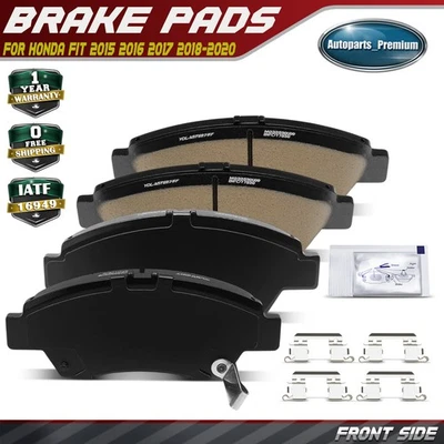 4x Pastilhas de freio dianteiras de cerâmica com ferragens para Honda Fit 2015 2016 2017 2018-2020 - Imagem 1 de 4