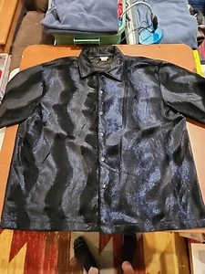 Sinister Clothing Mens XL S/S Black w/ Blue Sparkle Casual Button Down EUC. R7 - Picture 1 of 8