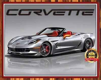 Corvette - Hypersonic Gray - Sketch Drawing - Promo Rare - Metal Sign 11 x 14 - Image 1 of 4