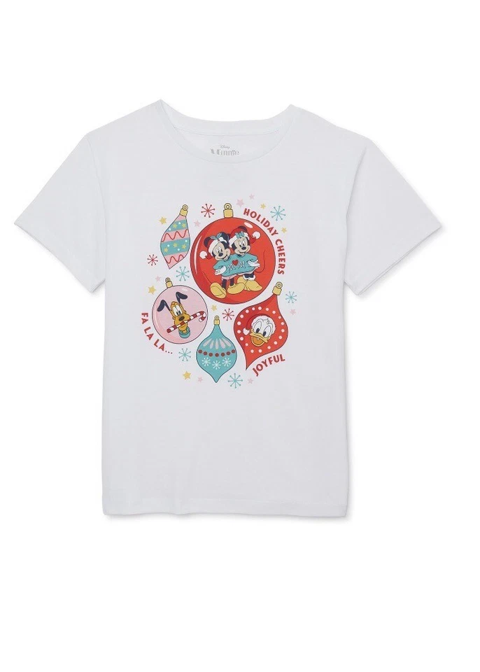 Disney Girls Size Large 10-12 Mickey Minnie And Friends Christmas Shirt