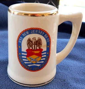 Vtg USS NEW JERSEY Battleship MUG, Tankard BB-62 - Fire Power for Freedom, USA - Picture 1 of 3