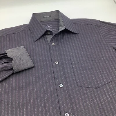 Bugatchi Mens Classic Fit Long Sleeve Button Up Shirt Black Size Medium - Image 1 of 4