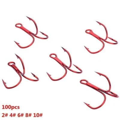 Рыбалка тройные крючки набор острый круглый изгиб 100шт/коробка 4 размер 2 4 6 8 дополнительный - Изображение 1 из 4