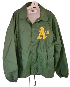 Vtg 70s Oakland Athletics A's  Chalk Line Snap Nylon Jacket Size M Made in USA - Picture 1 of 12
