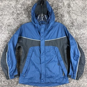 REI E1 Element Rain Jacket Coat Hooded Full Zip Boys Size Medium 8-10 Blue - Picture 1 of 12