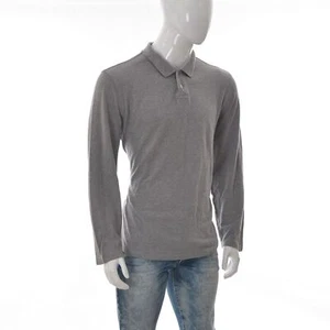 Jaeger Men's 2 Button Polo T-Shirt Long Sleeve Top Pullover Heather Grey Size XL - Picture 1 of 6