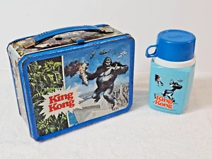 1977 KING KONG Metal Lunchbox With Thermos Great Colors World Trade Center - Picture 1 of 20