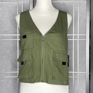 Indigo Raising Sz M  Army Green Utility Style Vest w/ Pockets New - Picture 1 of 9