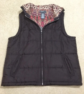 Chaleco para mujer GEORGE grande acolchado acolchado frente completo marrón con capucha forro de angora Foto 1 de 4