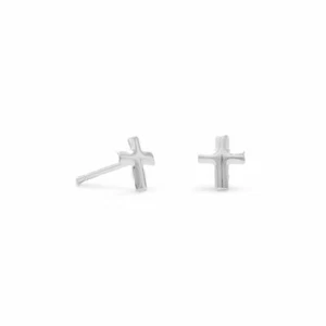 Sterling Silver Small Polished Cross Post Earrings - Picture 1 of 1