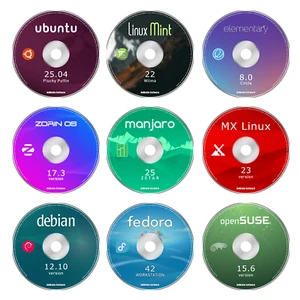 9 Most Popular Linux Distros on 9 DVDs Ubuntu, Mint, Zorin, manjaro, elementary - Picture 1 of 2