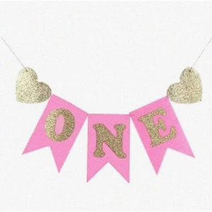 Sparkle & Shine 1st Birthday Highchair Banner - Girl Baby Birthday Decorations - - Picture 1 of 3