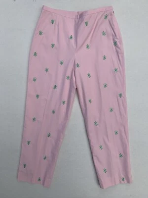 Pantalones informales Brooks Brothers talla 10 rosa verde bordado tortugas cintura alta Foto 1 de 4