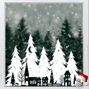 Pegatina para ventana de Navidad Trees Village - Calcomanías adhesivas para ventana de Navidad Tizzy Duck - Imagen 1 de 6