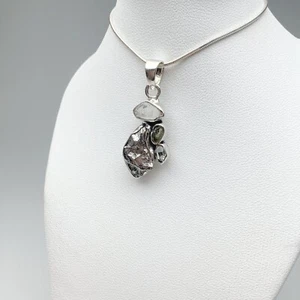 Meteorite, Herkimer Diamond and Moldavite Pendant - Picture 1 of 6