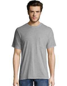 Hanes Men's T Shirt 2 Pack Pocket Short Sleeve Tee Value X Temp FreshIQ Workwear