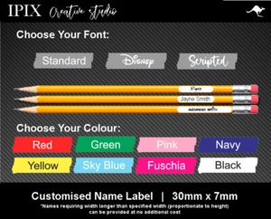 100 x Kids Pencil / Pen / Stationary Name Labels | 30mm x 7mm School | Personali - Foto 1 di 7