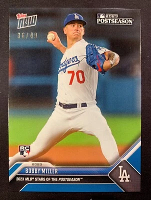 2023 Topps Now Stars of the Postseason Bobby Miller RC BLUE Parallel /49 #PS-21 - Image 1 of 3