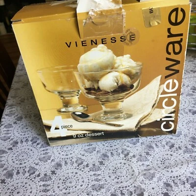 Nuevo Juego de 4 vasos de postre Vienesse Circleware 9 oz Foto 1 de 4