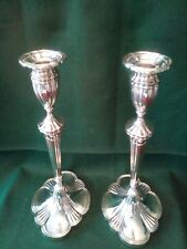 A Pair Of Fine Sterling Silver Candlesticks Queen Anne Period Style 12" London