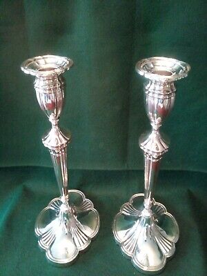 A Pair Of Fine Sterling Silver Candlesticks Queen Anne Period Style 12  London • 4,450£