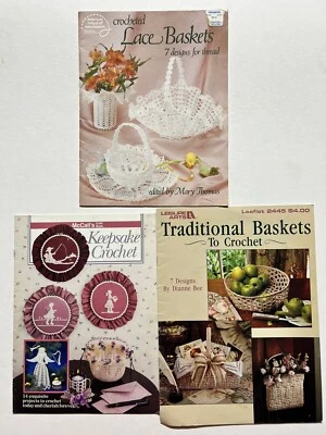 Crochet Lace Baskets 2 Leaflets 1032+Keepsake crochet McCall's/Leisure Arts 2445 - Image 1 of 4
