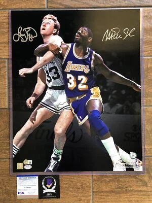 Larry Bird Magic Johnson autographed signed Match Up 16x20 photo PSA Witnessed - Image 1 of 4