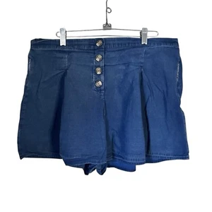 American Eagle Womens Sz XL Blue High Rise Pull On Shorts Elastic Waist Cotton - Picture 1 of 5