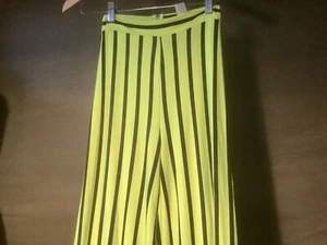 J Uptown USA Womens Size S M L  Palazzo Wide Pants ZIP UP NEON STRIPE NEW - Picture 1 of 11
