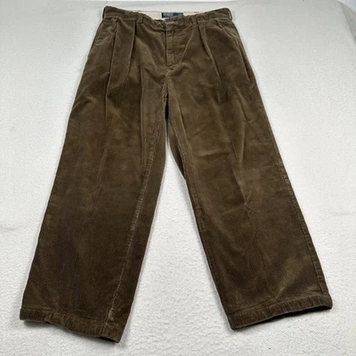 VTG Polo by Ralph Lauren Andrew Pants Mens 34x26 *Hemmed Wide Pleated Corduroy - Image 1 of 4