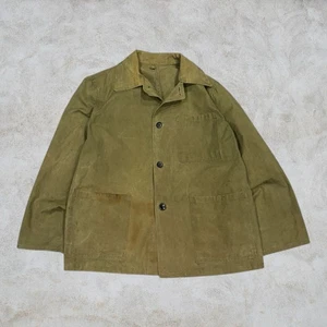 Vintage French Jacket Mens Large Olive Green Workwear Sun Faded Chore Canvas - Picture 1 of 6