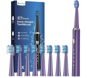Coulax Pro C7 Series Elektrische Zahnbürste, 8 Aufsatzbürsten - Lila  - Bild 1 von 6
