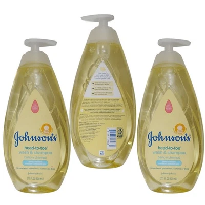 Johnson’s Baby Body Wash & Shampoo 3 unidades 27,1 fl oz cada fórmula suave sem rasgos - Imagem 1 de 4