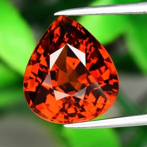 💎 6.41ct IF Pear Natural Fiery Orange Spessartite Garnet - Brilliant Fire Gem - Picture 1 of 4