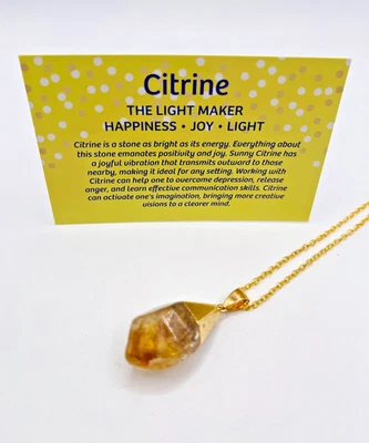 Chunk of Citrine Gem Stone Crystal Pendant Necklace Natural Healing Gemstone - Image 1 of 4