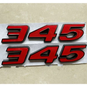 (2pc) Black Red 345 Badge Emblem Fit for MOPAR HEMI Passenger & Driver Side - Picture 1 of 4