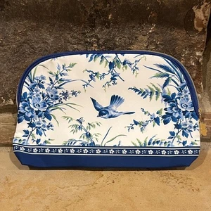 Estee Lauder blau und weiß Vogel Blumen Make-up Tasche 9" x 6" - Bild 1 von 5