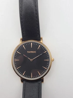Tayroc Reloj Hombre Cuarzo Cuero Negro Batería Nueva Funcionando Foto 1 de 4
