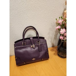 Coach Purple Pebbled Leather Satchel NWOT Crossbody Bag Turnlock 12"x10" - Picture 1 of 12