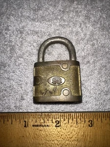 Vintage Corbin Cabinet Lock Co. ( Padlock ) No Key!! Starburst Pattern Brass - Picture 1 of 10