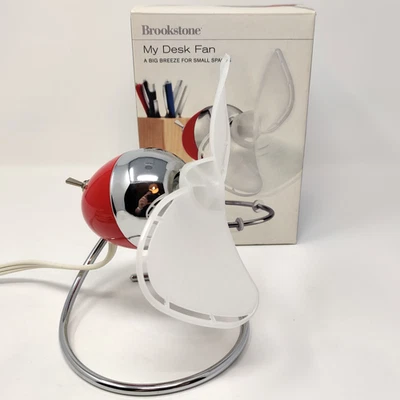 Ventilador de escritorio Brookstone My pequeño silencioso oficina rojo cromo seguro para dedos funciona LR14192 Foto 1 de 4