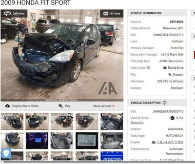 Engine Gasoline Canada Market 1.5L VIN 8 6th Digit Fits 09-14 FIT 4388801 - Image 1 of 4