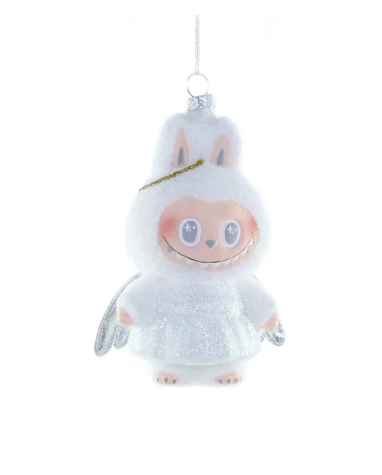 CODY FOSTER Fuzzy Monster Labubu Face Angel Glass Christmas Ornament New 2025 GL2079