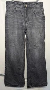 Pantalones de mezclilla ME+EM pierna ancha acampanados tiro alto negros algodón elástico W30 L29 - Imagen 1 de 14