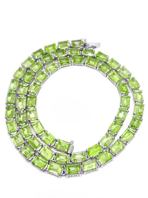 Silver Peridot Tennis Chain 925 Necklace August Necklace Men - Image 1 of 4