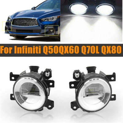 Pair Front LED Fog Driving Lamp Light for Infiniti Q50 QX50 Q60 QX60 Q70L QX80 - Image 1 of 4