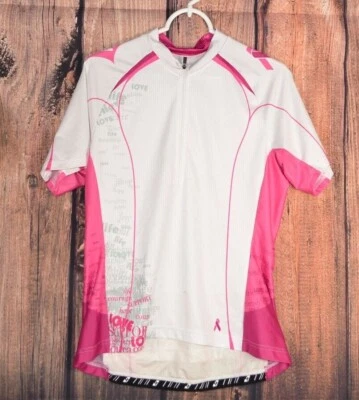 Camiseta deportiva de ciclismo especializada para mujer talla grande manga corta 1/2 cremallera cáncer de mama Foto 1 de 4